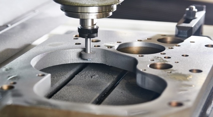 Milling Machine Machining a Metal Workpiece